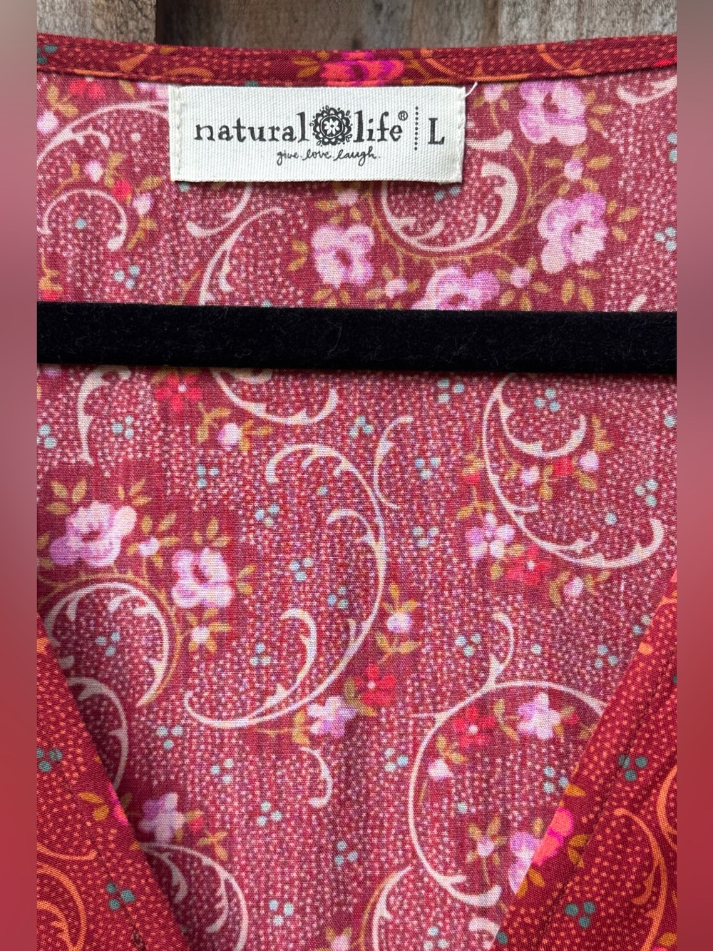 Natural Life Red Floral Boho Dress Size Large - Picture 2 of 6